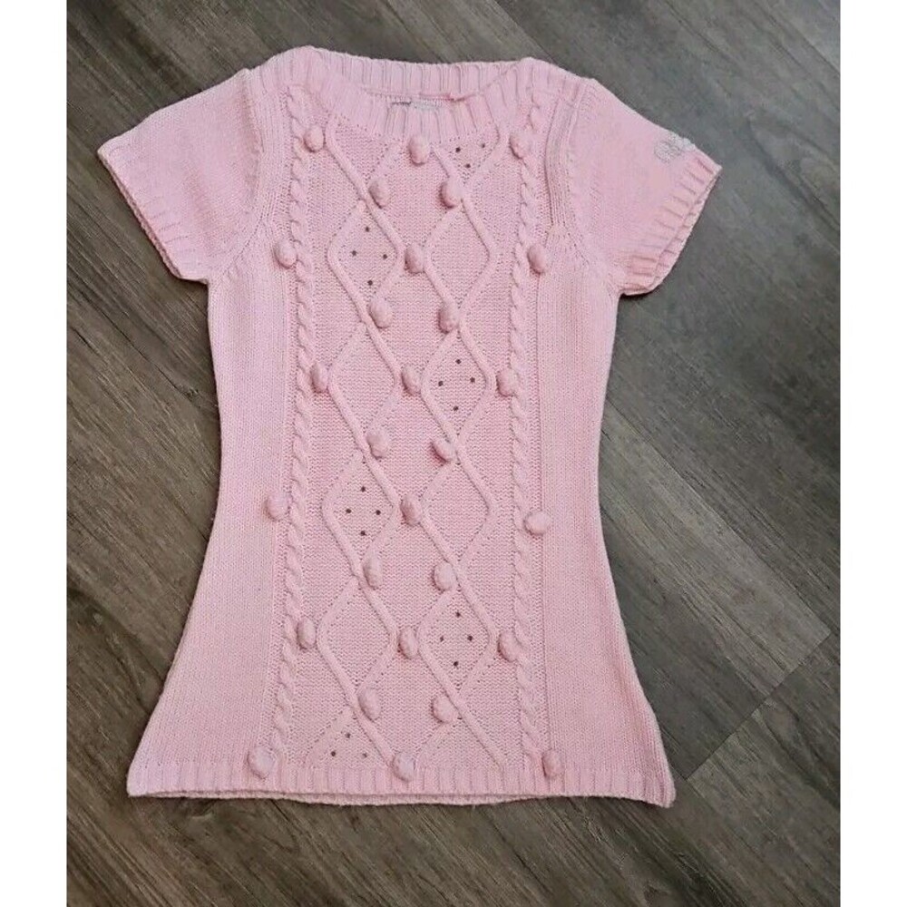 Aubergine Girls Size 10/12 Pink Crew Neck Long Tunic Sweater